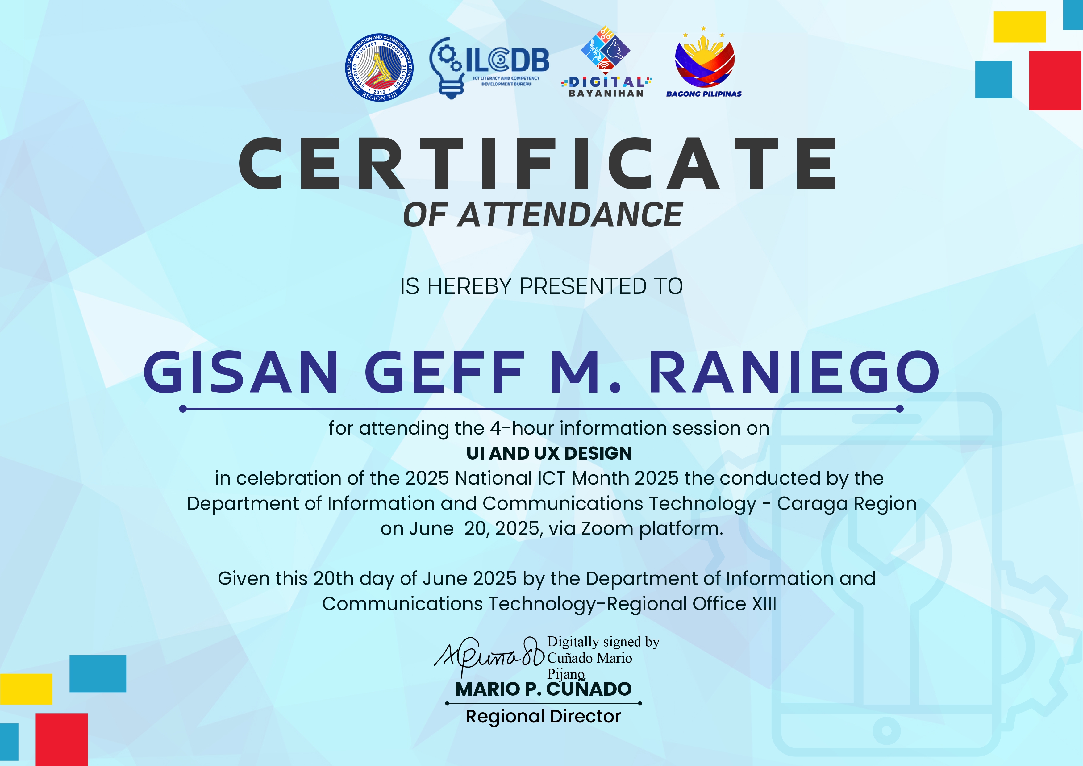 UI AND UX DESIGN certificate