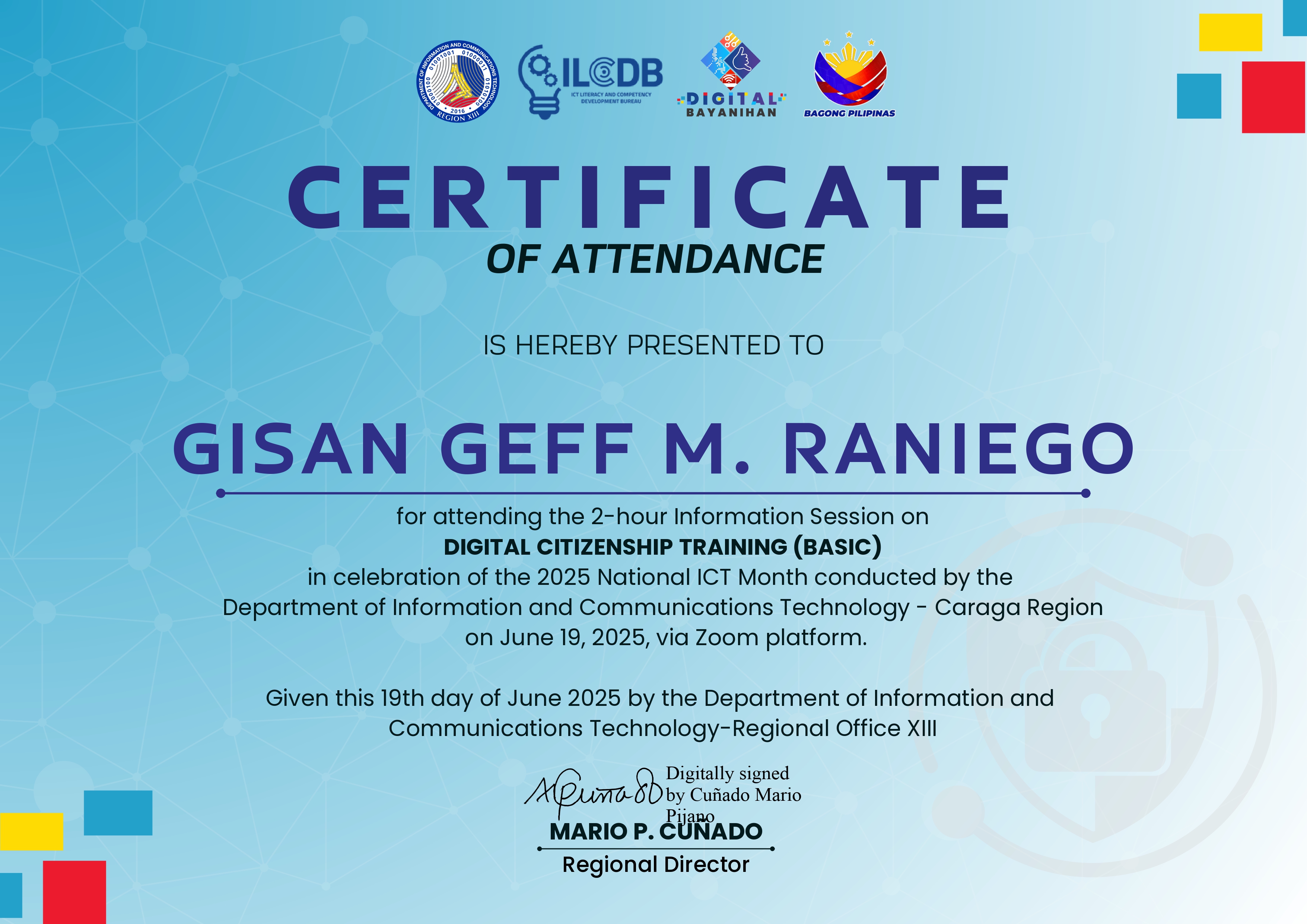 DIGITAL CITIZENSHIP TRAINING (BASIC) certificate